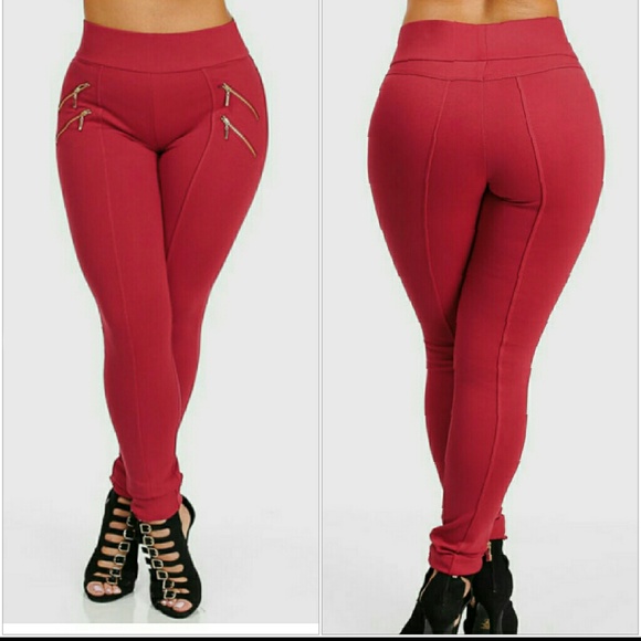 Red Skinny high waisted pants