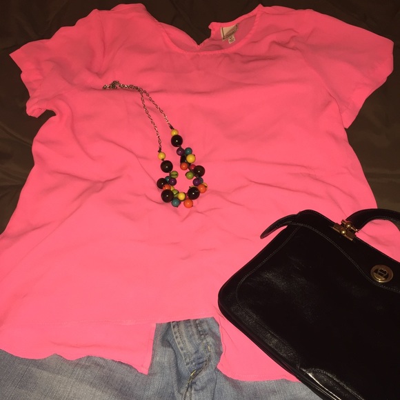 Meraki Sheer Hot Pink Blouse