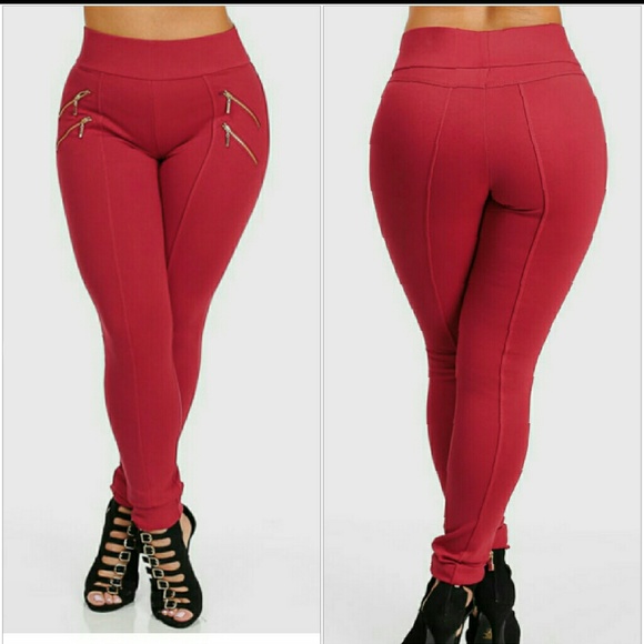 Red Skinny high waisted pants