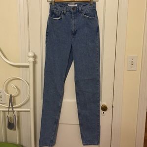light wash AA high waisted mom jeans