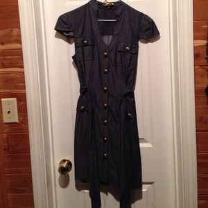 Express Denim Dress With Gold Buttons
