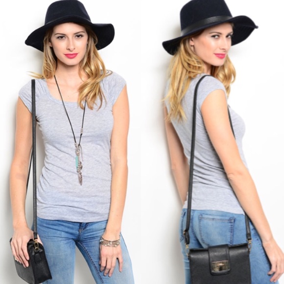 Heather Grey Capped Tee Shirt - Picture 1 of 3