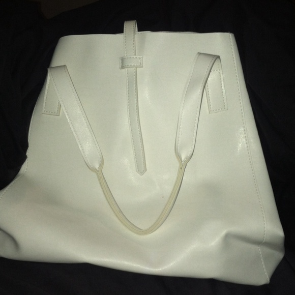 Saks Fifth Avenue White Faux Leather Handbag