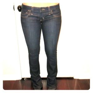 Frankie B. Low rise stretch dark blue denim
