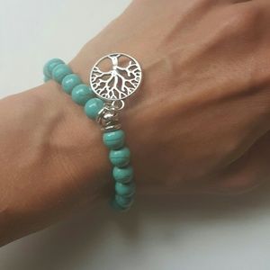 Bracelet Mala yoga tree mediation  turquoise beads