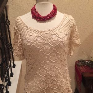 Adorable Wet seal Crotchet cream colored top