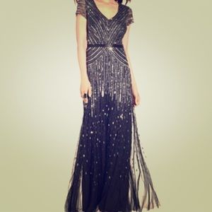 Adrianna Papell black sequined gown