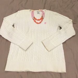 Lily Pulitzer White Cable Knit Sweater Size M
