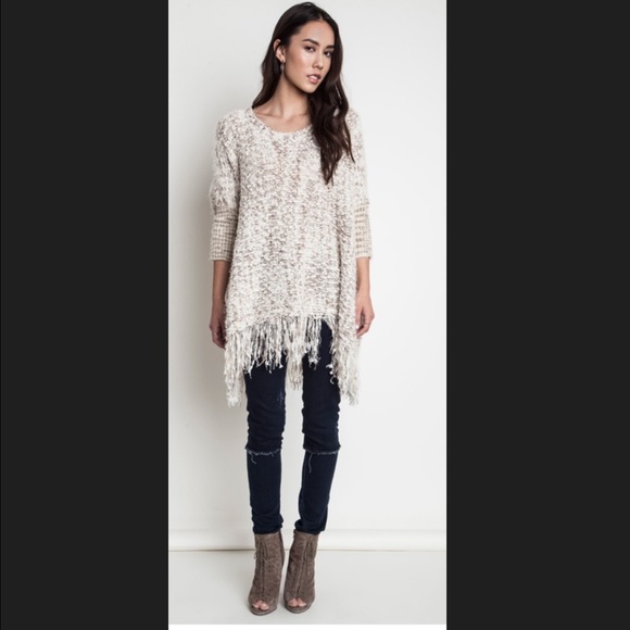 Chunky Knit Sweater With Frayed Edges