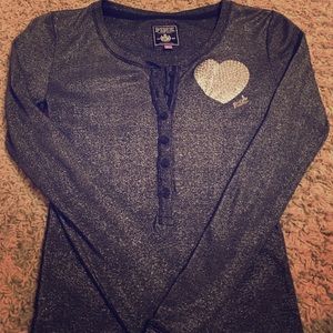 VICTORIA'S SECRET "PINK" SPARKLY LONGSLEEVE HENLEY