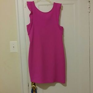 Fushia ruffle sleeved party dress