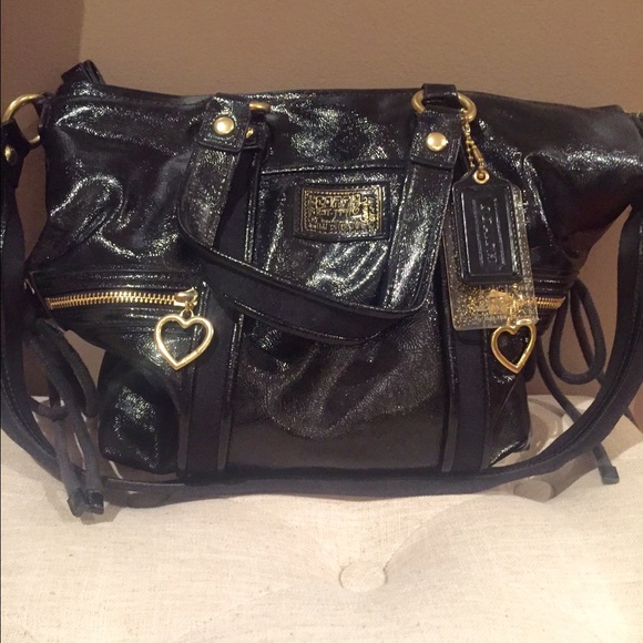 Coach Satchel Bag with Black Patent Leather!