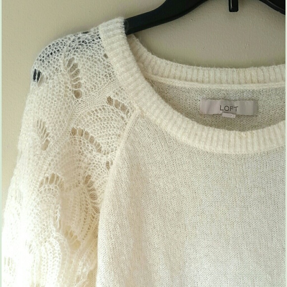 LOFT Sweaters - Fuzzy White Sweater from LOFT size Medium