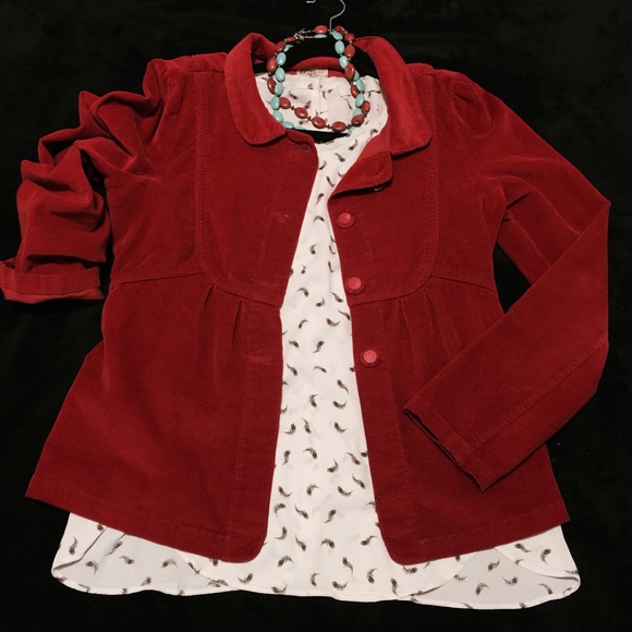 Anthropologie Jackets & Blazers - Anthropologie Tulle ✨ Red Corduroy Jacket