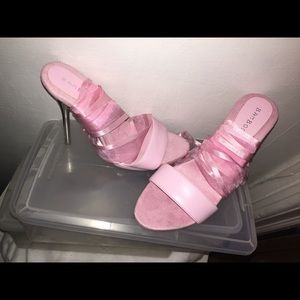 Pink lace up heels