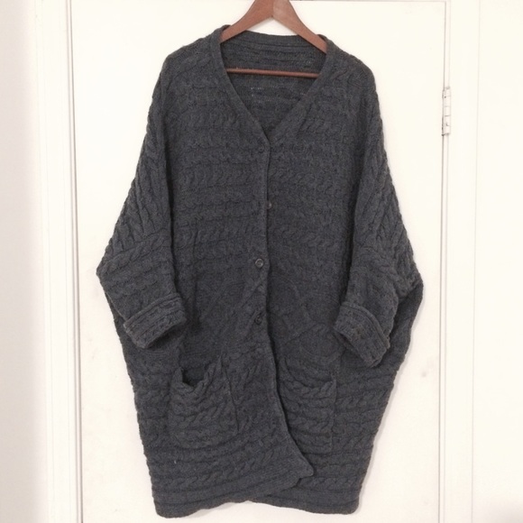 Oversized wool cardigan coat