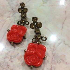 red rosette earrings