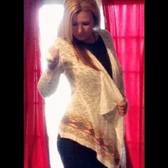 Sheer Sweater with Aztec Print - Picture 2 of 4