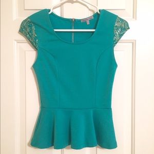 Turquoise peplum shirt