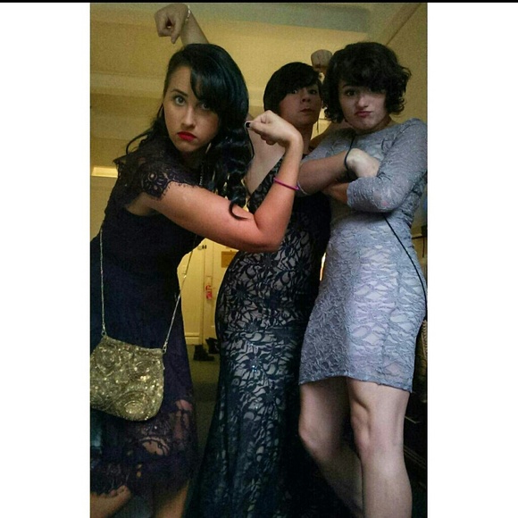 SOLD Pretty lace eggplant cocktail dress - Picture 4 of 4