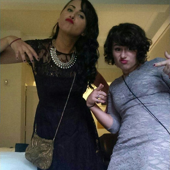 SOLD Pretty lace eggplant cocktail dress - Picture 3 of 4