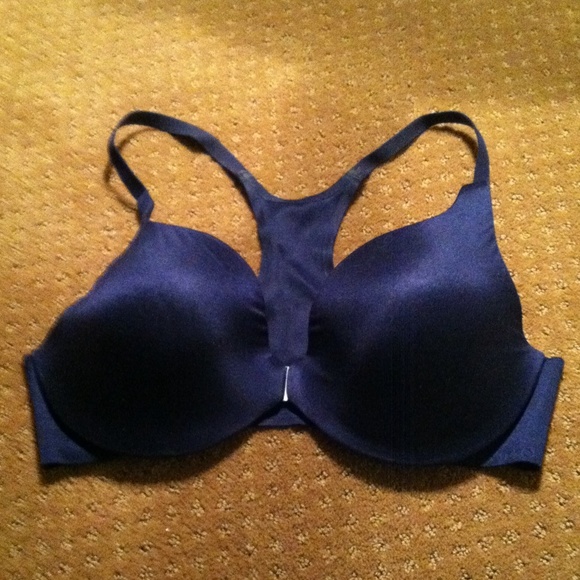Navy Satiny Racerback Bra