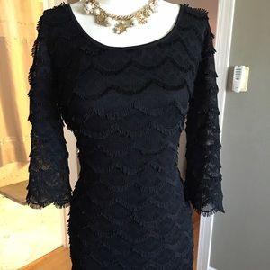 GUESS Black Scalloped Cocktail Dress