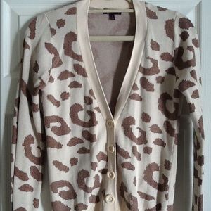 Button Down Leopard Print Sweater