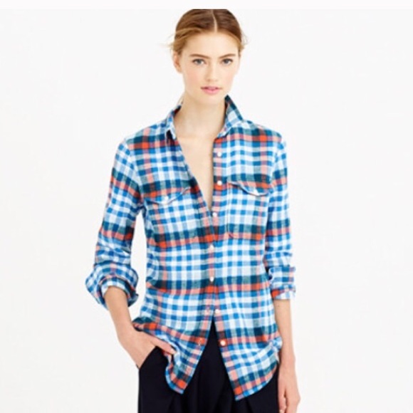 J crew boyfriend shirt in horizon blue