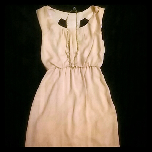 Open back mini dress peach satin like