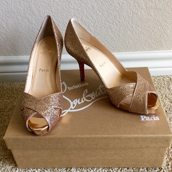 Authentic Christian Louboutin Shelley 36 Gold Heel