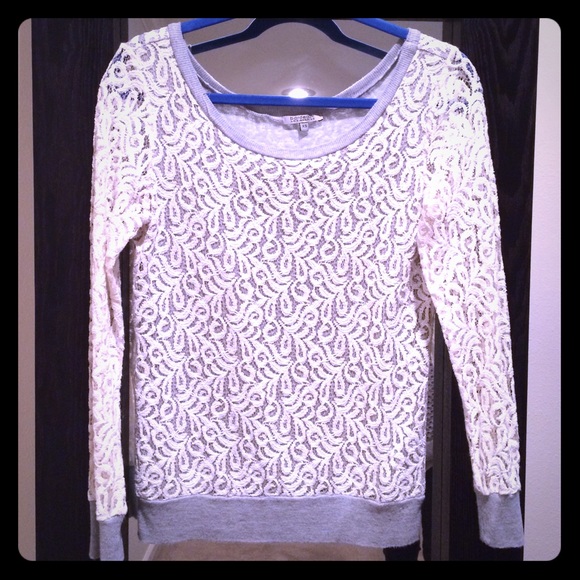 Anthropologie Lace Overlay Sweatshirt