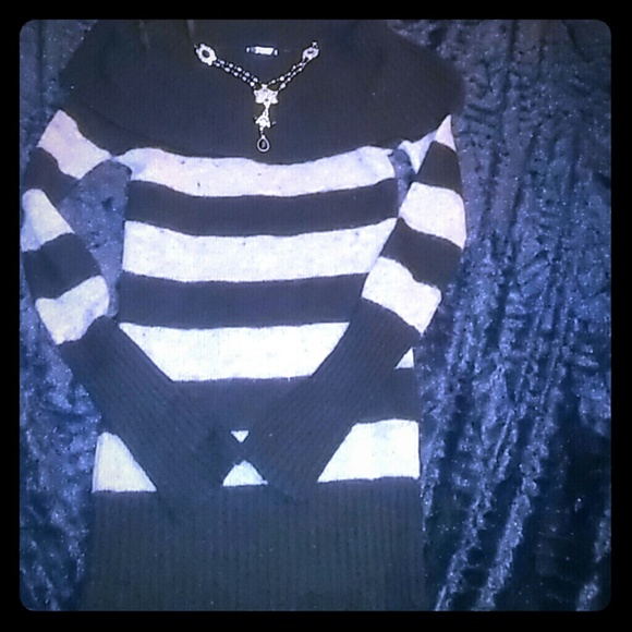 Striped black and grey sweater