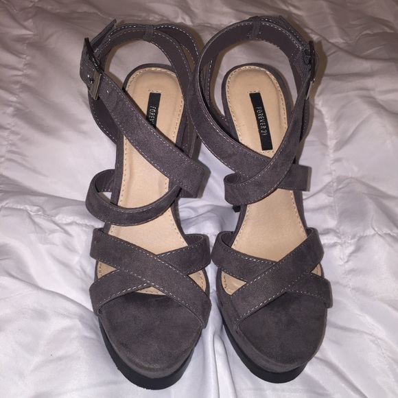 Grey Suede Heels - Picture 1 of 3