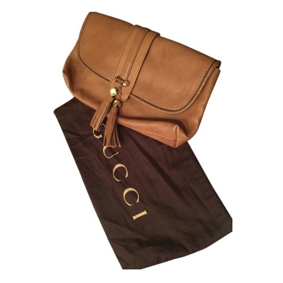 Authentic GUCCI clutch Brown/tan leather - Picture 1 of 5