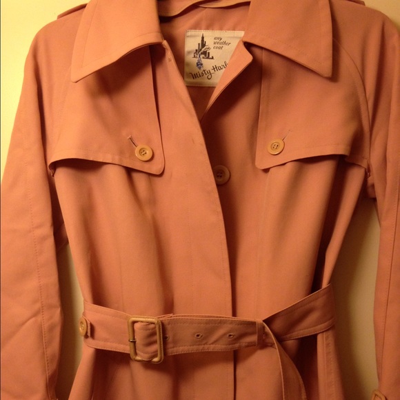 1960'S VINTAGE PINK TRENCH COAT Size 12 FLAWLESS! - Picture 3 of 4