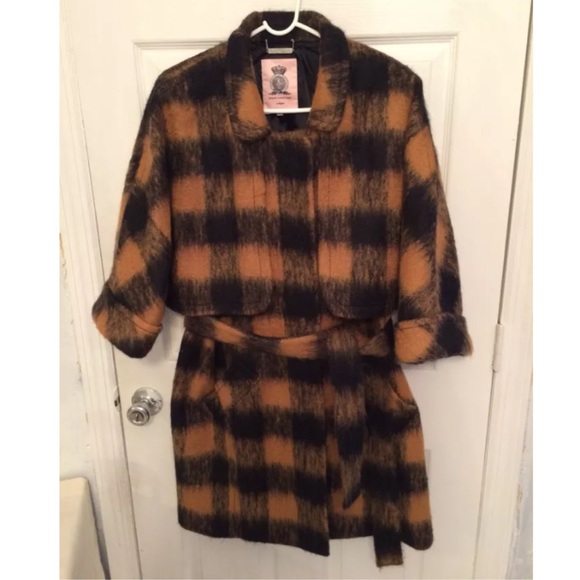 Juicy Couture Ginger glaze chelsea plaid coat XL