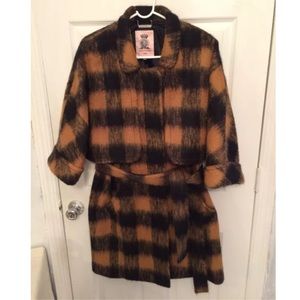 Juicy Couture Ginger glaze chelsea plaid coat XL