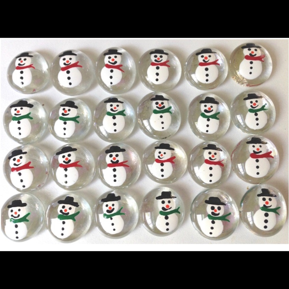 Snowman Hand Painted Glass Gems Party Favor Decor