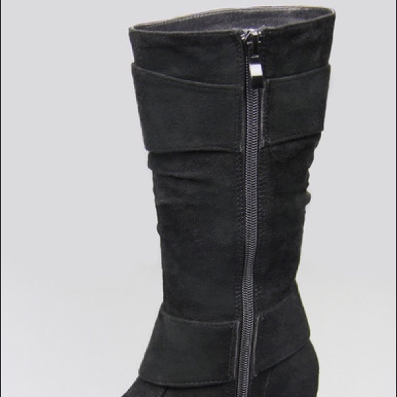 Kids rhinestone buckle zipper wedge boots - Picture 2 of 3