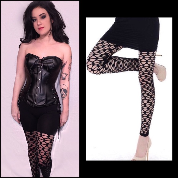 Black Spandex Pothole Leggings! New!