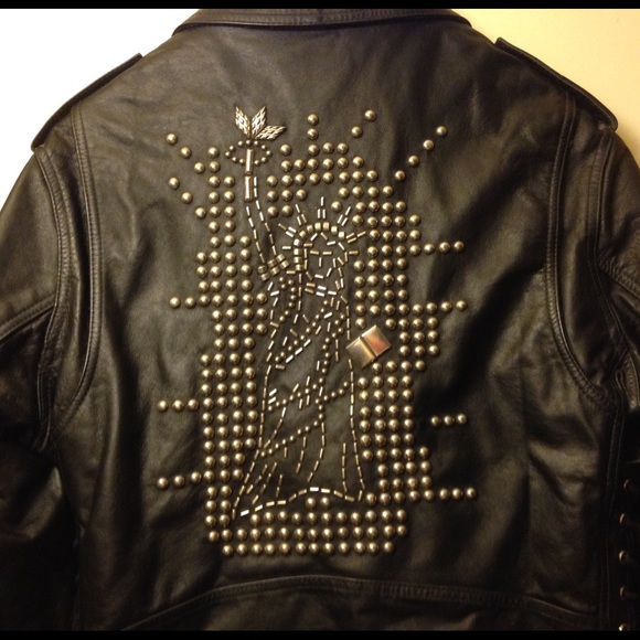 VINTAGE LEATHER MOTO JACKET w/ NYC LIBERTY RIVETS - Picture 3 of 4