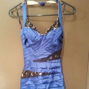 Bebe silk layered dress with lace