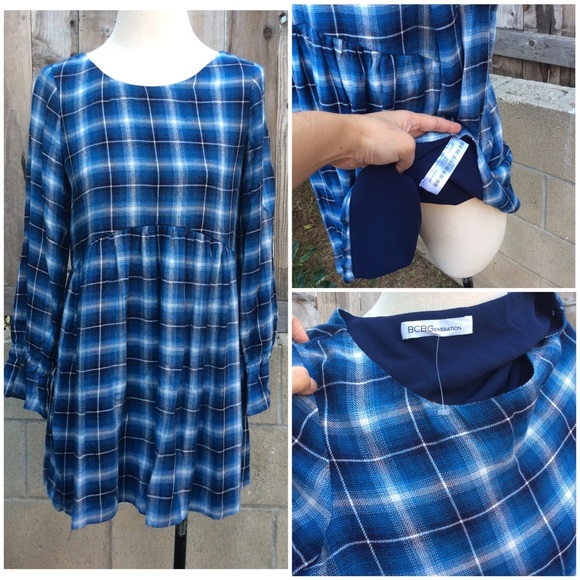 Ruffle-Sleeve Plaid Babydoll Dress - Picture 4 of 4