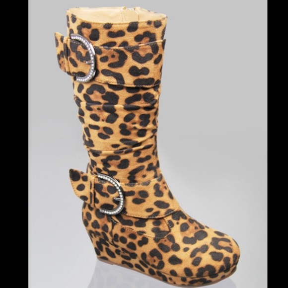 Toddler buckle rhinestone zipper wedge boots - Picture 1 of 3