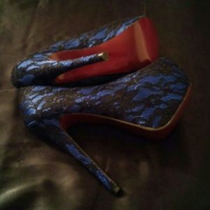🆕Royal Blue Red Bottoms Lace Pumps