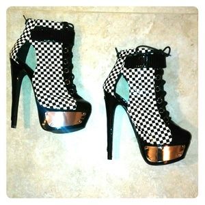 Black and white checkered boots