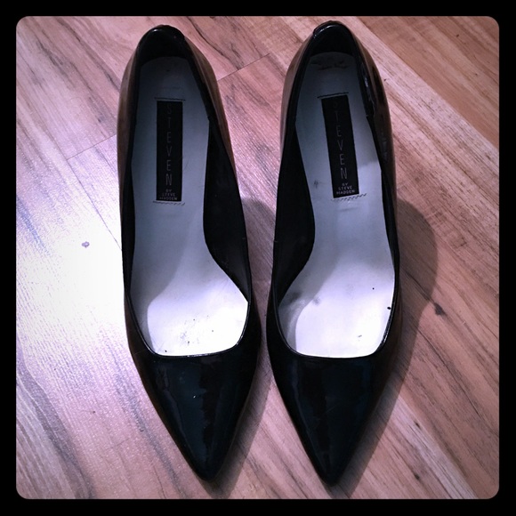 Black patent leather heels