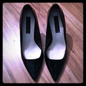 Black patent leather heels