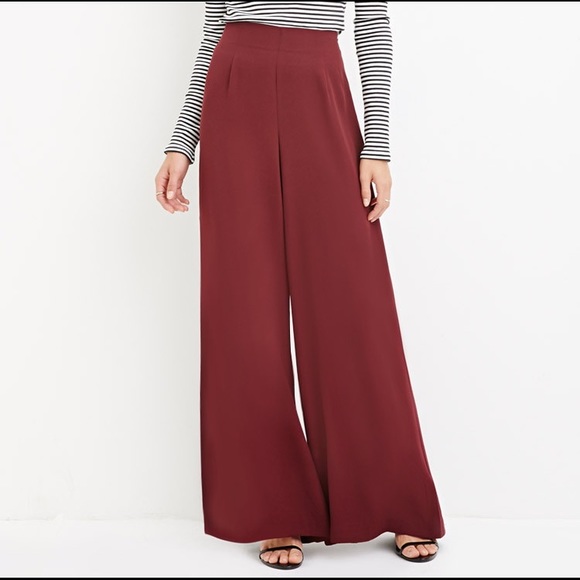 Maroon high waisted wide leg pants